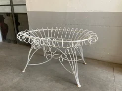 Hot Pamono Mid-Century Modern Italian Painted Iron Garden Table with Oval Glass Top, 1960s