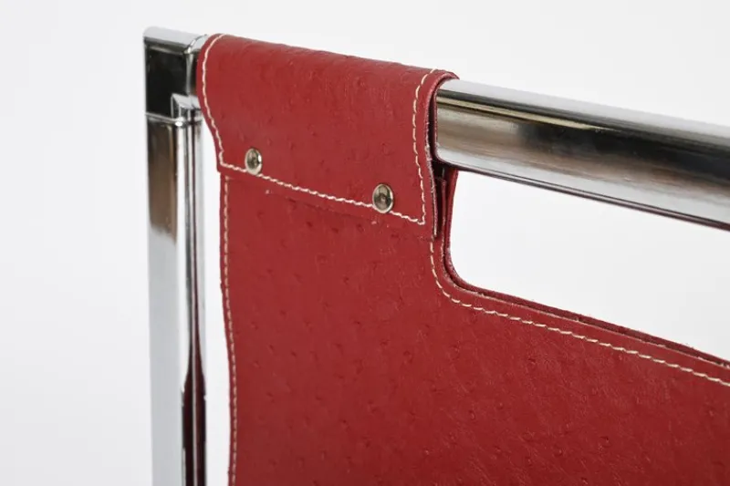 Hot Pamono Midcentury Modern Italian Burgundy Magazine Rack in Chrome by Milo Baughman, 1970s