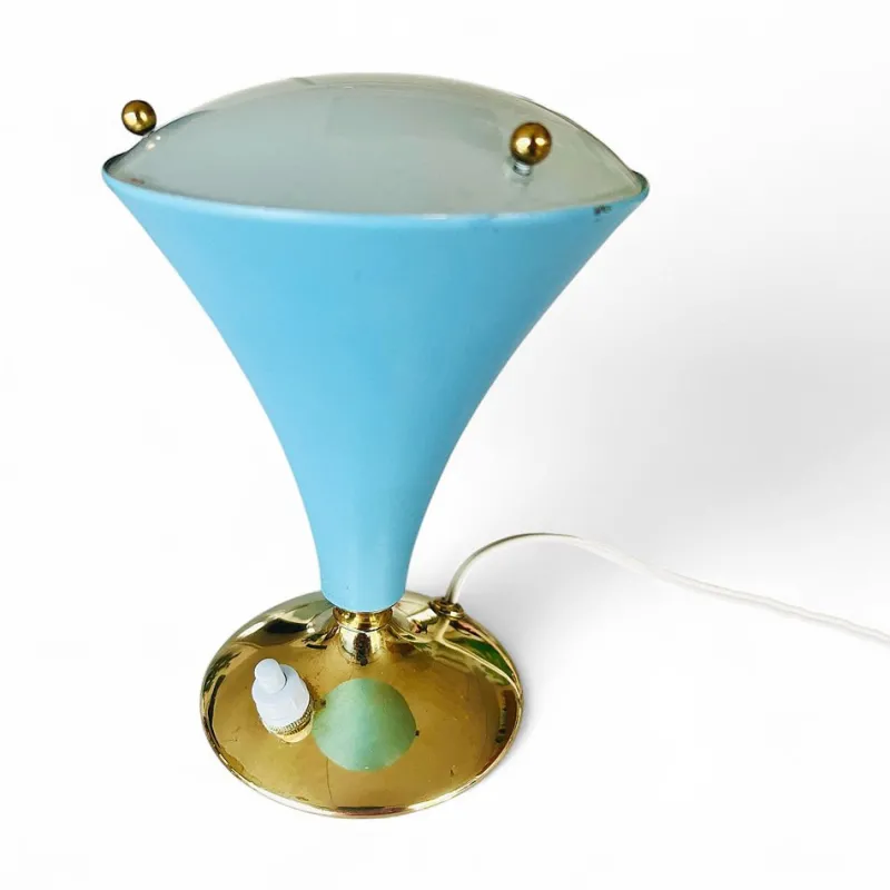 Outlet Pamono Mid-Century Modern Italian Table Lamp in Glass and Metal by Gilardi & Barzaghi, 1950s