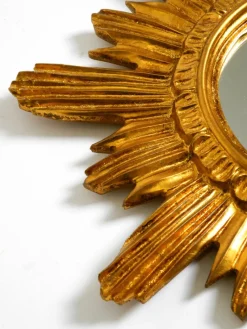 Pamono Mid-Century Modern Italian Sunburst Wall Mirror in Wood and Resin, 1950s><noscript><img width=