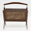 Pamono Mid-Century Modern Italian Wicker and Brass Magazine Rack by Cesare Lacca, 1950s> Magazine Racks
