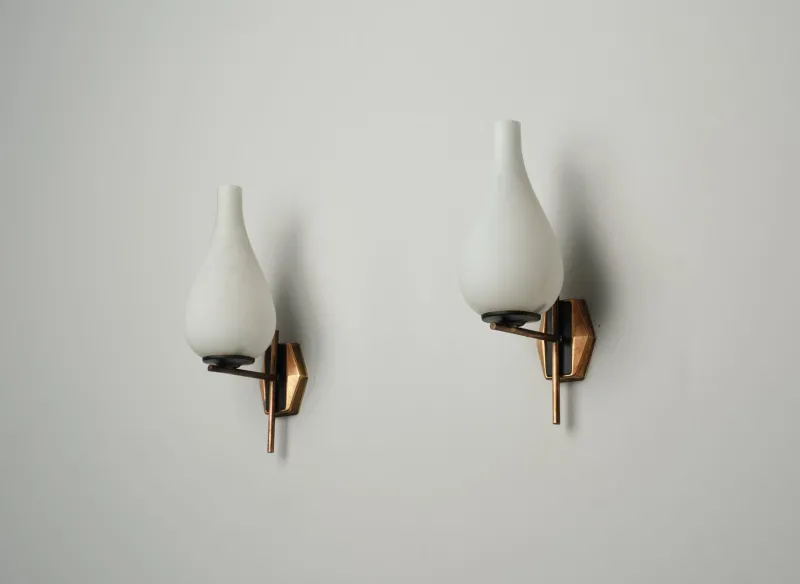 Pamono Mid-Century Modern Italian Wall Sconces, 1950s, Set of 2