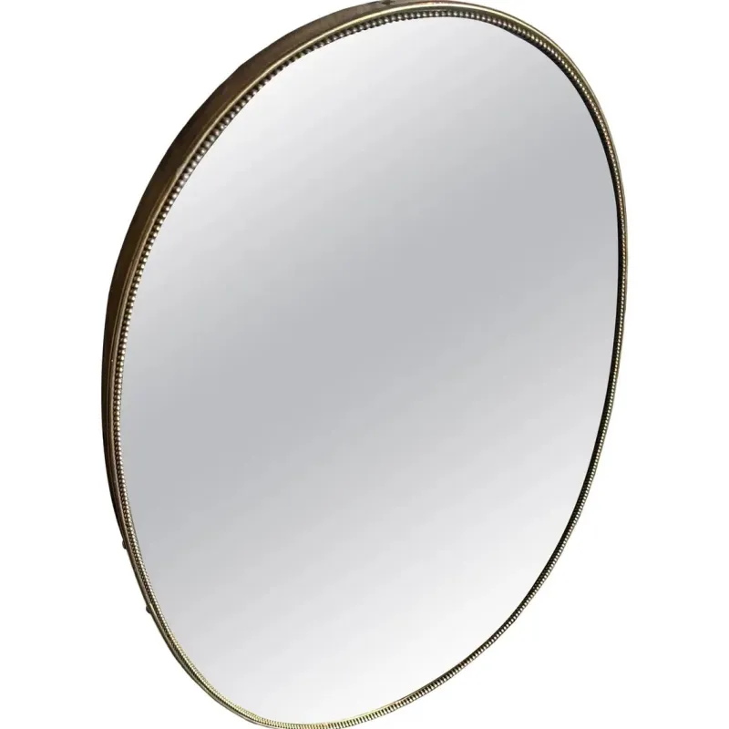 Pamono Mid-Century Modern Italian Brass Oval Wall Mirror in the style of Giò Ponti, 1960s> Mirrors