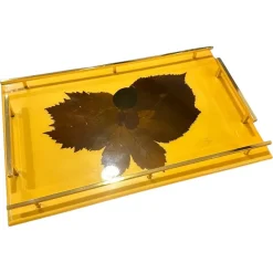 Pamono Mid-Century Modern Italian Lacquered Wood and Brass Serving Tray, 1960s> Trays