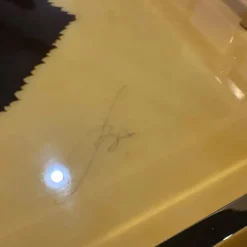 Pamono Mid-Century Modern Italian Lacquered Wood and Brass Serving Tray, 1960s><noscript><img width=