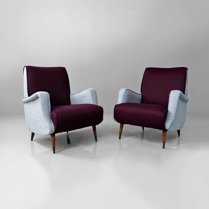 Pamono Mid-Century Modern Italian Mod. 802 Lounge Chairs by Carlo De Carli for Cassina, 1950s, Set of 2> Lounge Chairs & Armchairs