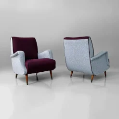 Pamono Mid-Century Modern Italian Mod. 802 Lounge Chairs by Carlo De Carli for Cassina, 1950s, Set of 2><noscript><img width=