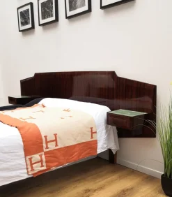 New Pamono Mid-Century Modern Italian Bed Frame with Floating Nightstands, 1950s