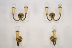 New Pamono Mid-Century Modern Italian Sconces in Lacquer and Brass, 1960s, Set of 4