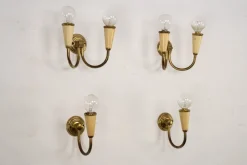 New Pamono Mid-Century Modern Italian Sconces in Lacquer and Brass, 1960s, Set of 4
