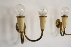 New Pamono Mid-Century Modern Italian Sconces in Lacquer and Brass, 1960s, Set of 4