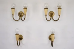 New Pamono Mid-Century Modern Italian Sconces in Lacquer and Brass, 1960s, Set of 4