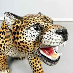 Pamono Mid-Century Modern Italian Feline Animal Cheetah Ceramic Statue, 1960s><noscript><img width=