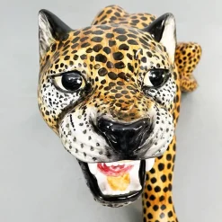 Pamono Mid-Century Modern Italian Feline Animal Cheetah Ceramic Statue, 1960s><noscript><img width=