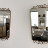 Pamono Midcentury Modern Italian Brass Wall Mirrors, 1970s, Set of 2> Mirrors