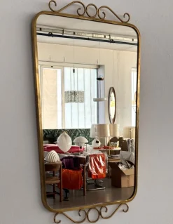 Pamono Midcentury Modern Italian Brass Wall Mirrors, 1970s, Set of 2><noscript><img width=