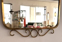 Pamono Midcentury Modern Italian Brass Wall Mirrors, 1970s, Set of 2><noscript><img width=