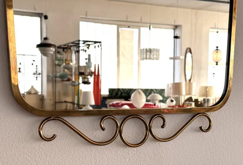 Pamono Midcentury Modern Italian Brass Wall Mirrors, 1970s, Set of 2> Mirrors
