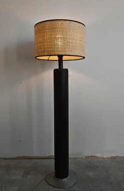 Pamono Mid-Century Modern Leather Floor Lamp by Nicetin, Former Yugoslavia, 1980s><noscript><img width=