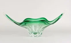 Discount Pamono Mid-Century Modern Murano Glass Bowl in Green & Clear Tones, Italy, 1960s