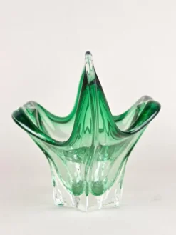 Discount Pamono Mid-Century Modern Murano Glass Bowl in Green & Clear Tones, Italy, 1960s