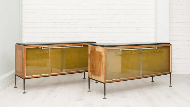Pamono Mid-Century Modern Oak Haberdashery Counters, 1960s, Set of 2> Cabinets & Wardrobes