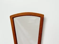 Pamono Mid-Century Modern Oak Wall Mirror with Beveled Glass and Arched Top, 1950s> Mirrors