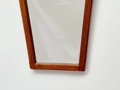Pamono Mid-Century Modern Oak Wall Mirror with Beveled Glass and Arched Top, 1950s><noscript><img width=