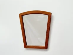 Pamono Mid-Century Modern Oak Wall Mirror with Beveled Glass and Arched Top, 1950s><noscript><img width=