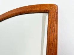 Pamono Mid-Century Modern Oak Wall Mirror with Beveled Glass and Arched Top, 1950s><noscript><img width=
