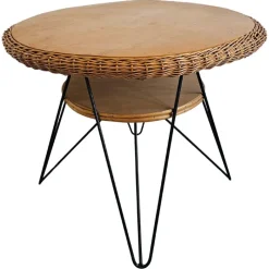 Pamono Mid-Century Modern Patio Wicker Table, Italy, 1950s> Garden Tables