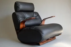 Outlet Pamono Mid-Century Modern Plywood and Leather Rocking Chair
