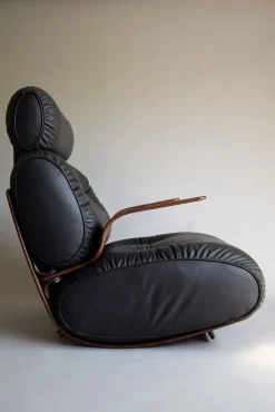 Outlet Pamono Mid-Century Modern Plywood and Leather Rocking Chair