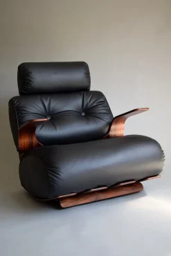 Outlet Pamono Mid-Century Modern Plywood and Leather Rocking Chair