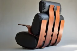 Outlet Pamono Mid-Century Modern Plywood and Leather Rocking Chair