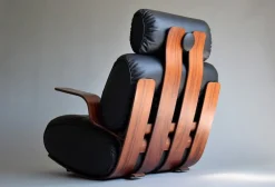 Outlet Pamono Mid-Century Modern Plywood and Leather Rocking Chair