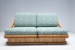 Pamono Mid-Century Modern Rattan Living Room Sofas, Armchair and Coffee Table, Set of 3