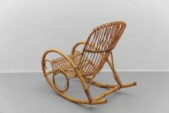 Hot Pamono Mid-Century Modern Rattan and Bamboo Rocking Chair, 1960s