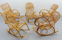 Hot Pamono Mid-Century Modern Rattan and Bamboo Rocking Chair, 1960s