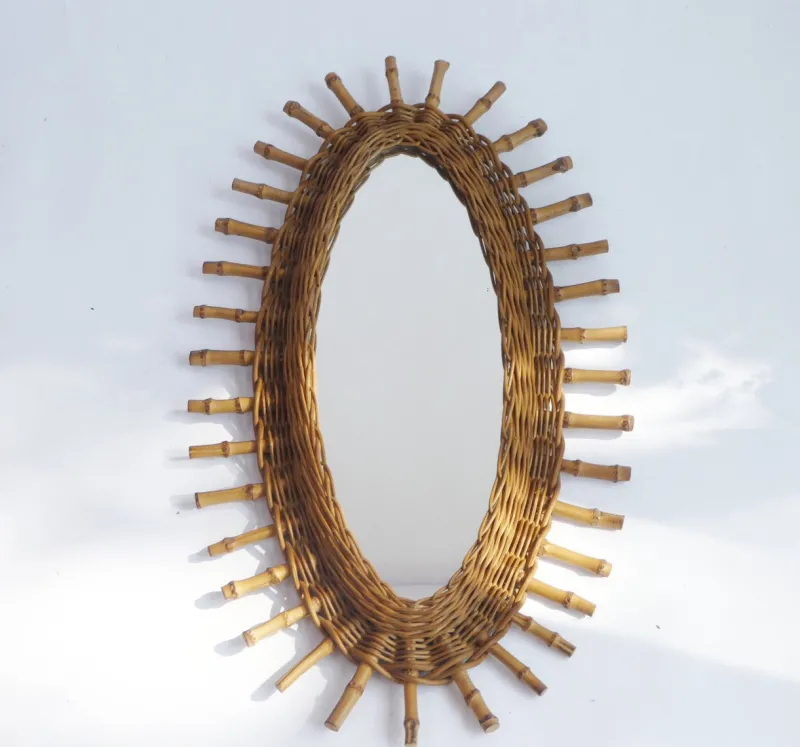 Hot Pamono Mid-Century Modern Rattan Oval Mirror, 1960s