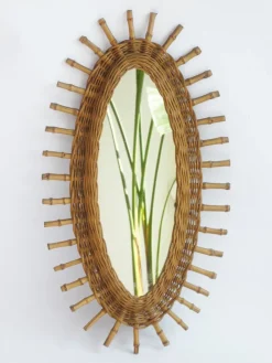 Hot Pamono Mid-Century Modern Rattan Oval Mirror, 1960s