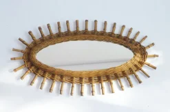 Hot Pamono Mid-Century Modern Rattan Oval Mirror, 1960s