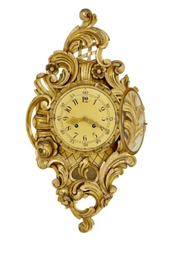 Pamono Mid-Century Modern Rococo Revival Carved Gilt Clock from Westerstrand, 1950s><noscript><img width=