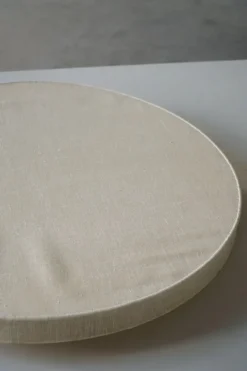 Pamono Mid-Century Modern Round Linen Flush Mount, 1950s><noscript><img width=
