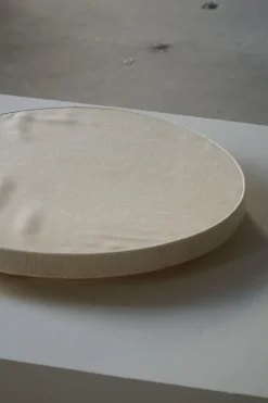 Pamono Mid-Century Modern Round Linen Flush Mount, 1950s><noscript><img width=