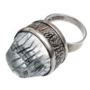 Pamono Mid-Century Modern Silver and Rock Crystal Ring by Bengt Hallberg, Sweden, 1969> Rings