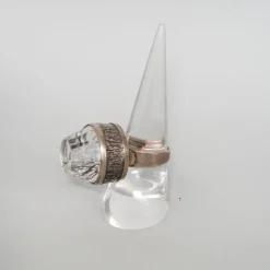 Pamono Mid-Century Modern Silver and Rock Crystal Ring by Bengt Hallberg, Sweden, 1969><noscript><img width=