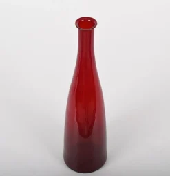 New Pamono Mid-Century Modern Smoked Ruby Red Blown Murano Glass Bottle, Italy, 1970s