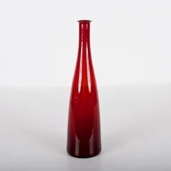 New Pamono Mid-Century Modern Smoked Ruby Red Blown Murano Glass Bottle, Italy, 1970s