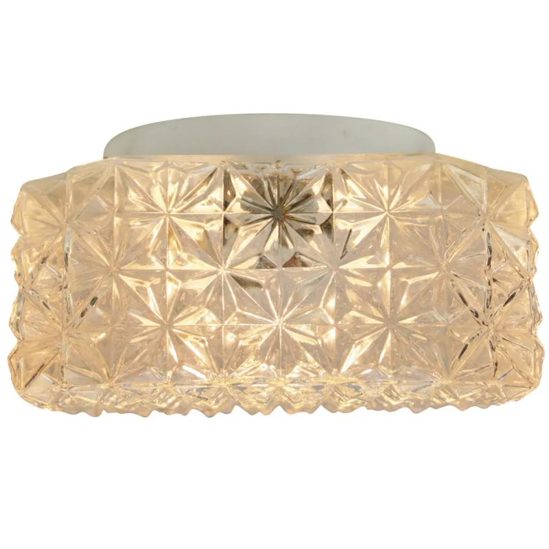Pamono Mid-Century Modern Square Clear Glass Flush Mount> Ceiling Lights